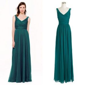 J. Crew Heidi Silk Chiffon Teal Maxi Dress Size 8